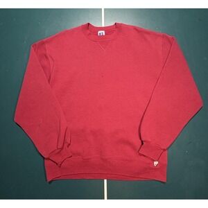 Vintage 90s Russell Athletic Blank Crewneck Sweatshirt‎ Size Large Red USA made